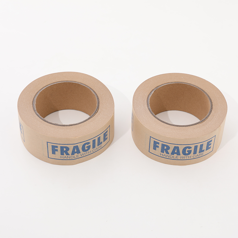 Kraft Tape with Blue Fragile Logo Self-adhesive Rubber
