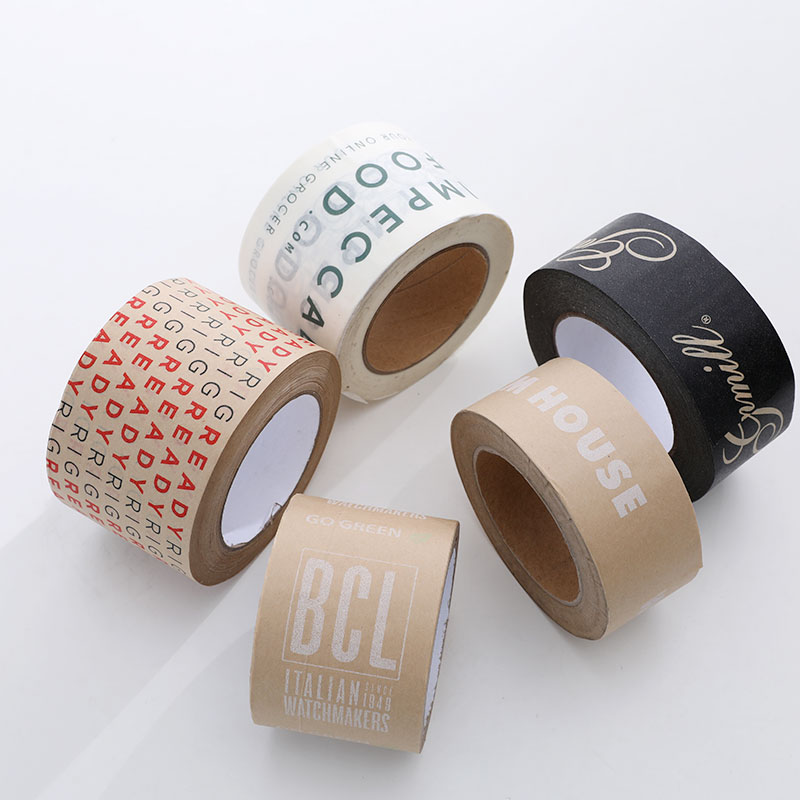 Environmental Friendly Self Adhesive Kraft Paper Packing Tape Custom Multi-color Printing